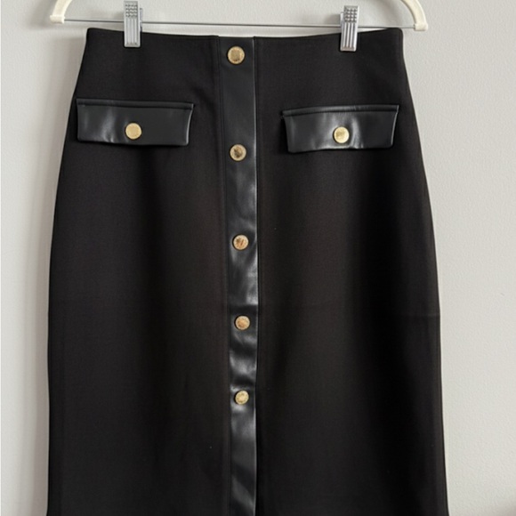 Marc New York Black Pencil Skirt with Gold Buttons - Picture 2 of 5